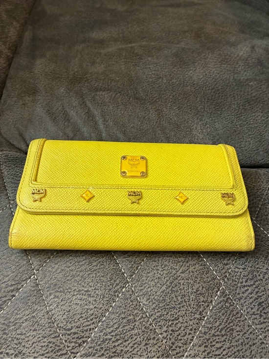MCM Handbags - MCM Yellow Textured Leather Continental Wallet with Gold Logo Hardware